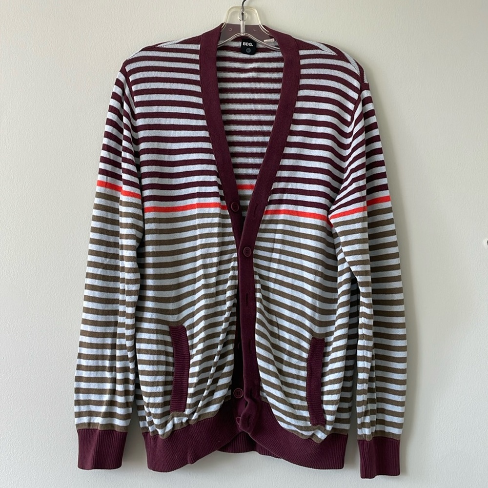 men’s striped cardigan sweater